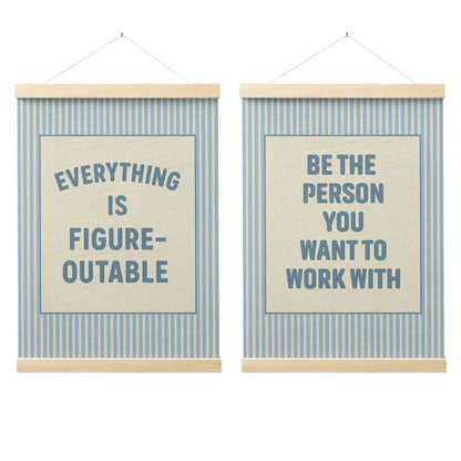 FGFK Everything Is Figureoutable Positive Affirmations Wall Art Poster Hanger Frame, Retro Pink and Green Inspirational Canvas Prints Framed Wall Decor for Office Classroom Home Bedroom, 12x16 Inch