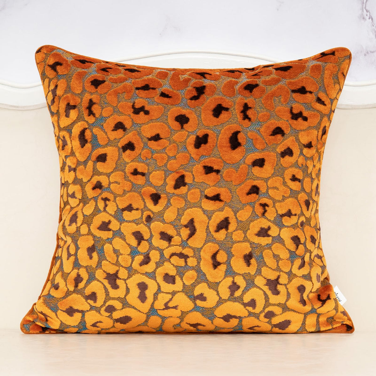 Alerfa Green Brown Floral Throw Pillow Cover 20 x 20 Inch Cut Velvet Sqaure Luxury Decorative Pillow Cover for Couch Living Room Bedroom