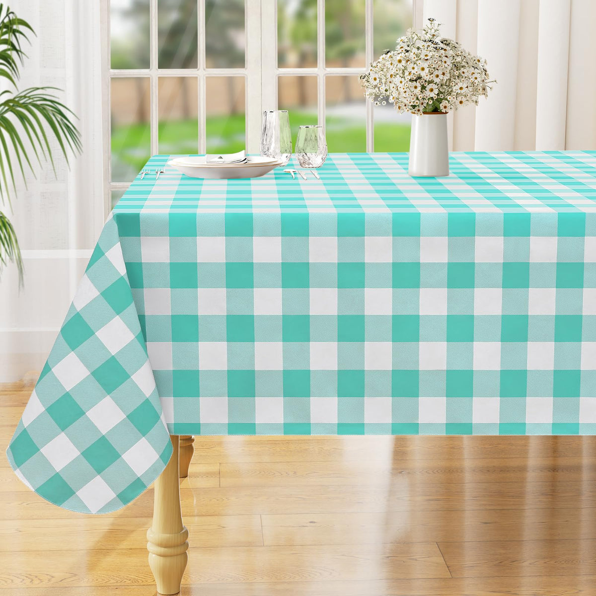 misaya Rectangular Waterproof Vinyl Table Cloth, Flannel Backed Tablecloth