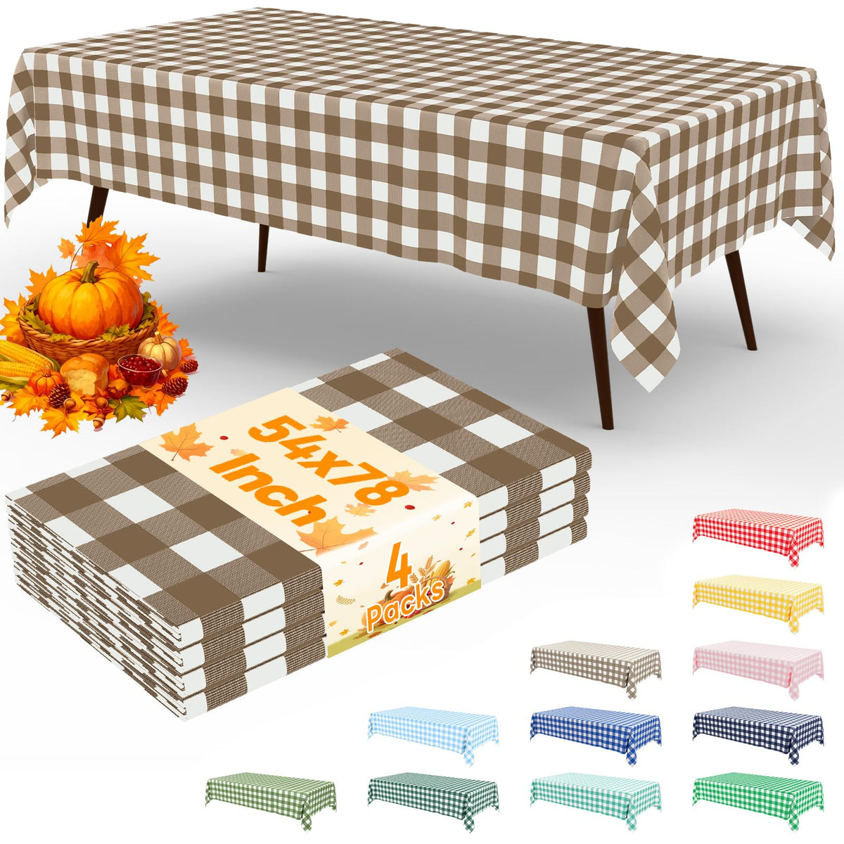 misaya 4 Packs 54 x 78 Inch Checkered Disposable Table Cloth