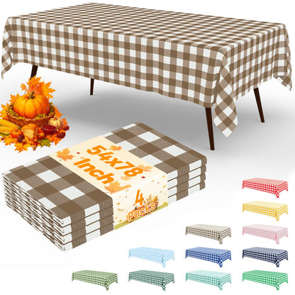 misaya 4 Packs 54 x 78 Inch Checkered Disposable Table Cloth