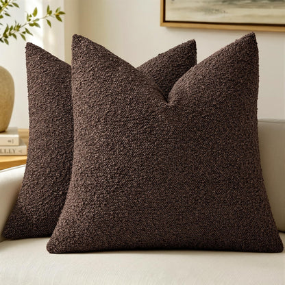 MIULEE 20x20 Decorative Boucle Couch Pillow Covers Brown