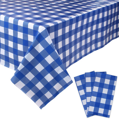 Kesfey 3 Packs Sage Green Gingham Tablecloth Sage Green and White Checkered Table Cloths 54 x 108 Inches Disposable Plastic Gingham Tablecovers Waterproof Picnic Camping Table Covers for Baby Shower