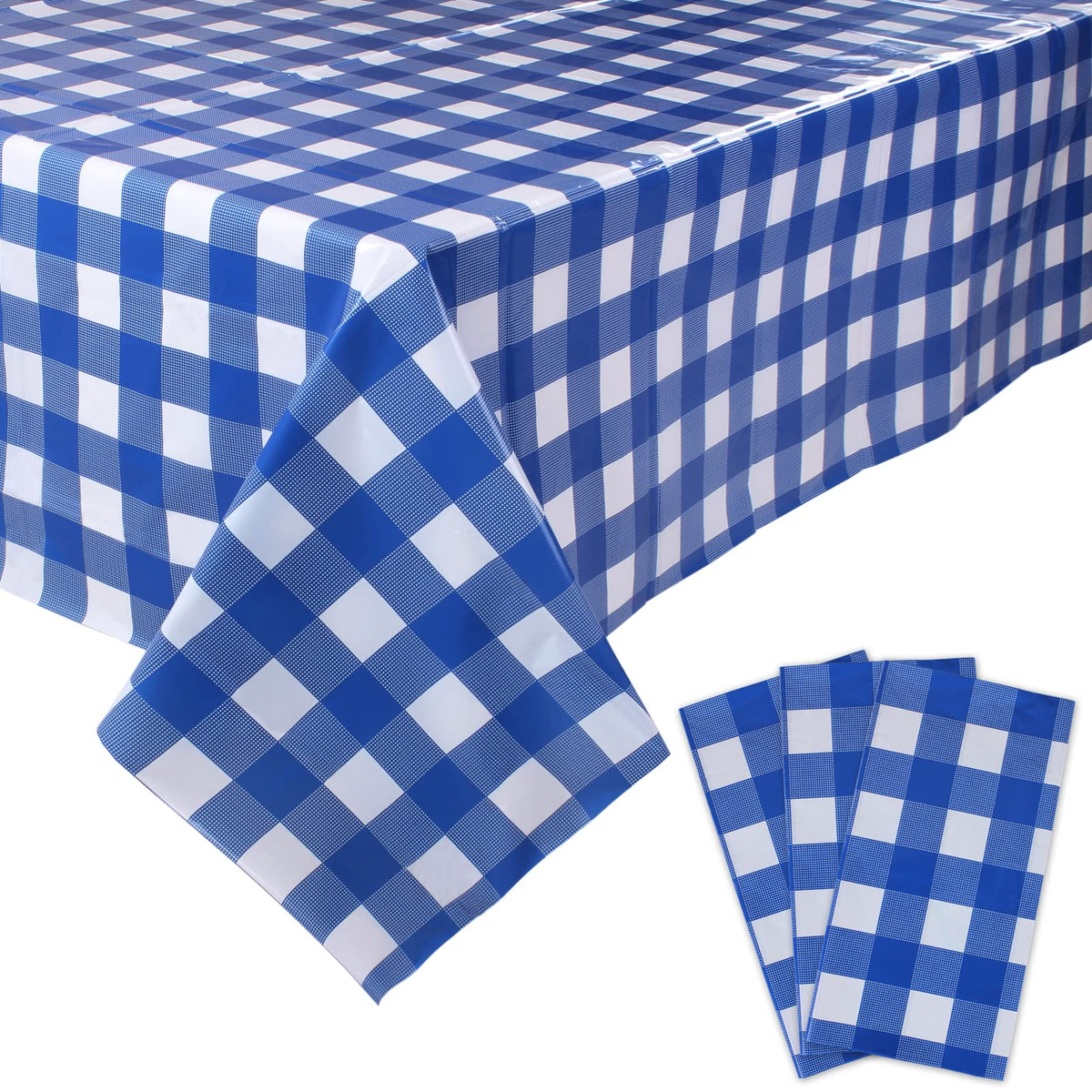 Kesfey 3 Packs Pink Gingham Tablecloth Pink and White Checkered Tablecloths 54 x 108 Inches Disposable Plastic Gingham Tablecovers Waterproof Rectangle Picnic Table Covers for Birthday Party Supplies