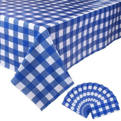 Kesfey 3 Packs Sage Green Gingham Tablecloth Sage Green and White Checkered Table Cloths 54 x 108 Inches Disposable Plastic Gingham Tablecovers Waterproof Picnic Camping Table Covers for Baby Shower