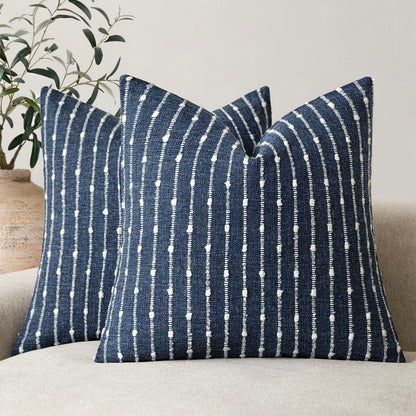 Foindtower Decorative Striped Boucle Throw Pillow Covers 18x18 Inch Camel