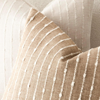 Foindtower Decorative Striped Boucle Throw Pillow Covers 18x18 Inch Camel