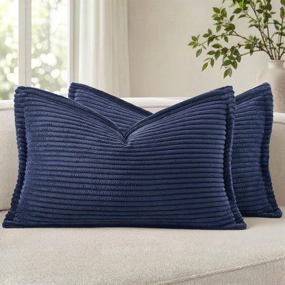 MIULEE Couch Pillow Covers 18x18 Olive Green Textured Corduroy