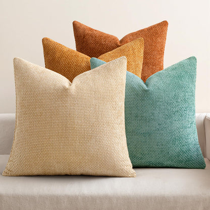 MIULEE Soft Decorative Chenille Pillow Covers Neutral 18x18 Pack of 4