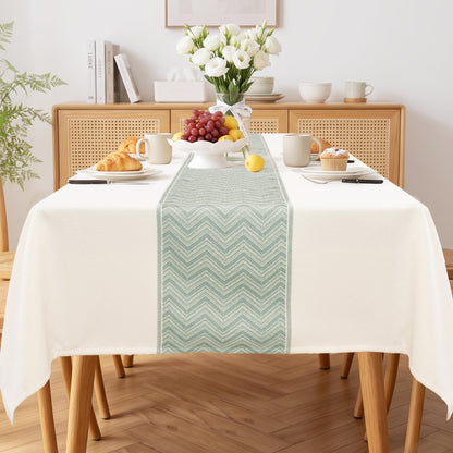 JIUZHEN Round Table Cloth Faux Linen Farmhouse Tablecloth Wrinkle and Stain Resistant Decorative Fabric Table Cover for Kitchen, Dining Room, Parties and Camping, Beige, 120 Inch Round