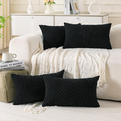 Set of 4 Neutral Decorative Throw Pillow Covers 18x18 Inch Corduroy Pillow Covers for Bed Couch Sofa Living Room Soft Square Cushion Cases