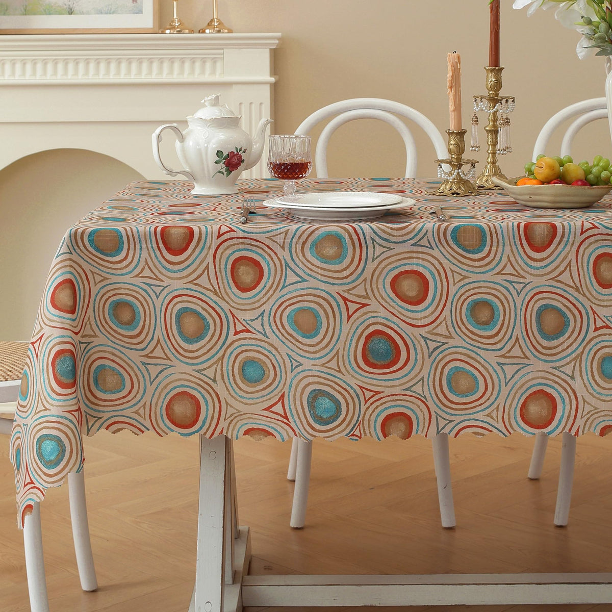 Rectangle Waterproof Tablecloth Linen Textured Table Cloth,Stain and Wrinkle Resistant Washable Fabric Table Cover for Dining, Party, Camping and Outdoor, 52 x 70 Inch, Vine Bloom