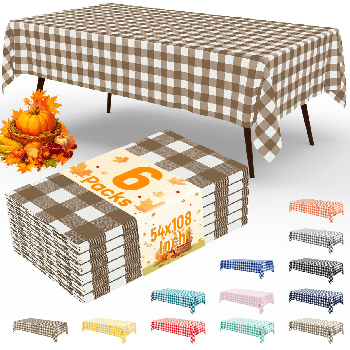 misaya 4 Packs Buffalo Disposable Table Cloth, 54 x 108 Inch Waterproof Plastic Tablecloth, Rectangle Red and White Checkered Table Covers for Picnic, Birthday, Party, Back to School