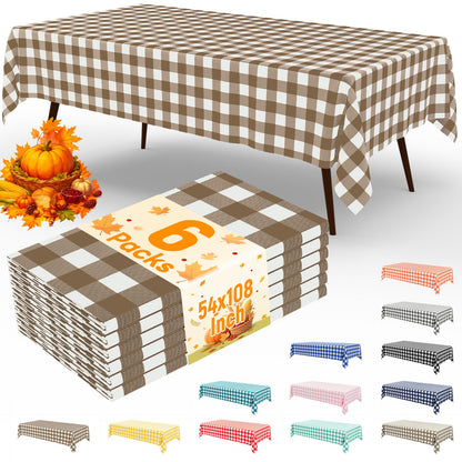 misaya 4 Packs Buffalo Disposable Table Cloth, 54 x 108 Inch Waterproof Plastic Tablecloth, Rectangle Red and White Checkered Table Covers for Picnic, Birthday, Party, Back to School