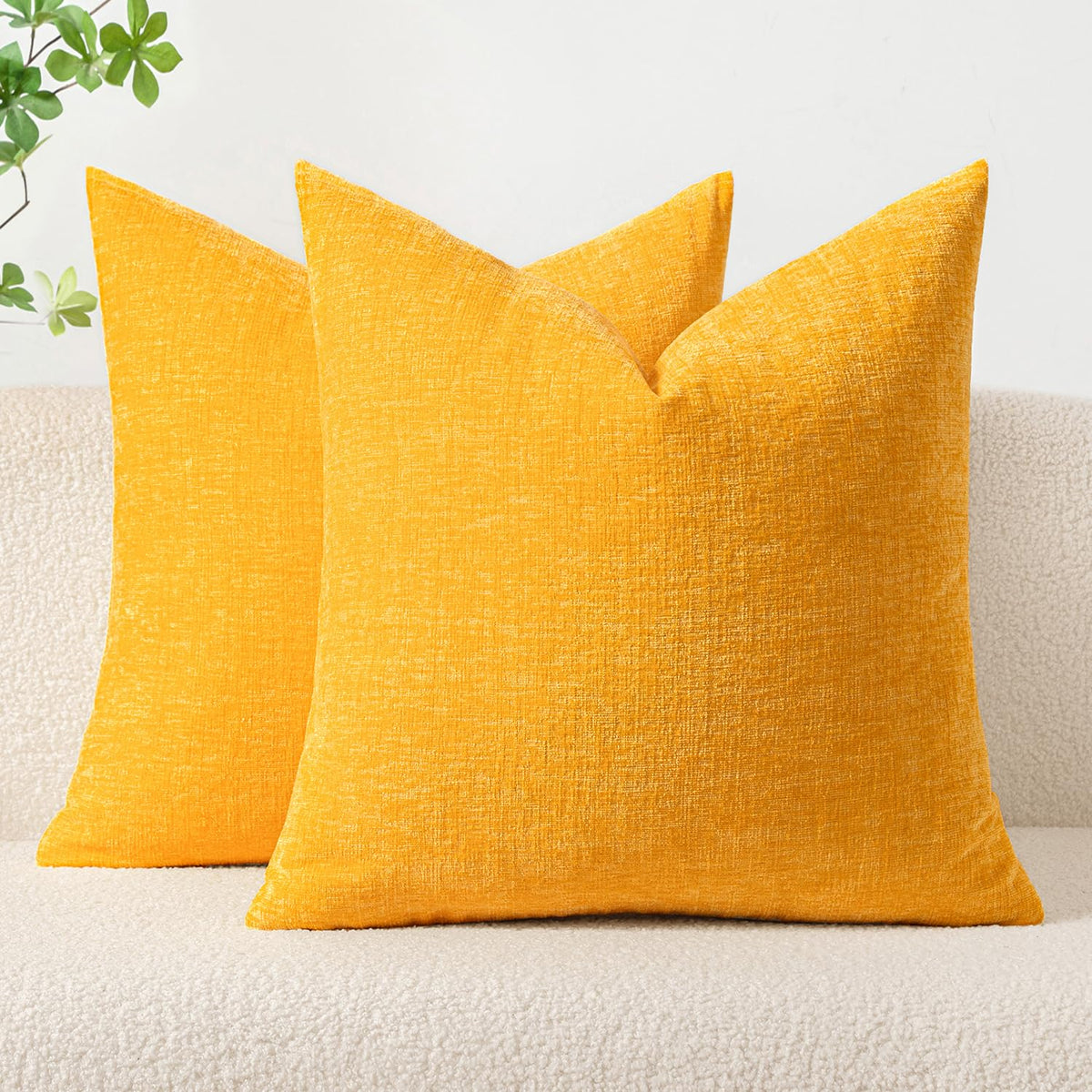 MIULEE Soft Chenille Fall Throw Pillow Covers Burnt Orange 18x18 Pack of 2