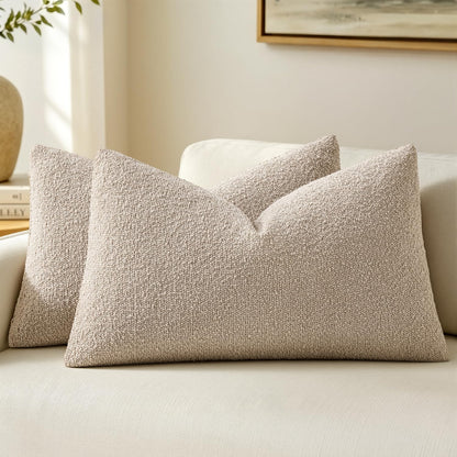 MIULEE 20x20 Decorative Boucle Couch Pillow Covers Brown