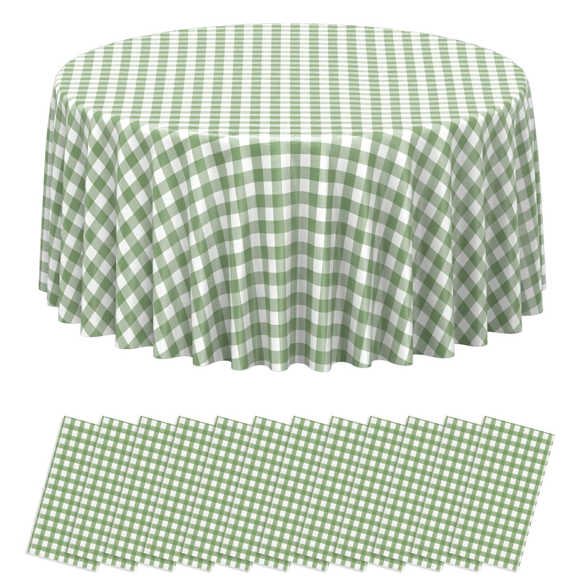 6 Pcs Sage Green Gingham Tablecloths, Checkered Table Covers 54 x 108 Inch