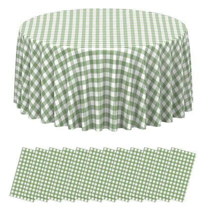 6 Pcs Sage Green Gingham Tablecloths, Checkered Table Covers 54 x 108 Inch
