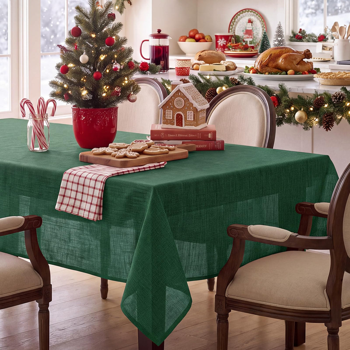 NOVILYS Rust Fall Rectangle Tablecloth with Linen Textured, 60 x 84 Inch