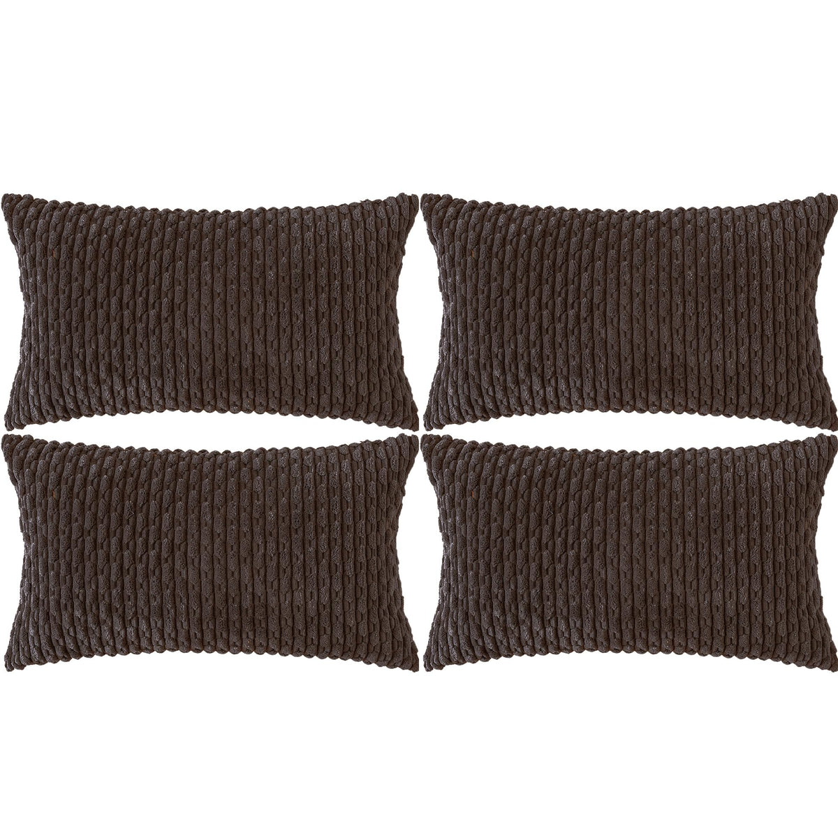 Set of 4 Neutral Decorative Throw Pillow Covers 18x18 Inch Corduroy Pillow Covers for Bed Couch Sofa Living Room Soft Square Cushion Cases