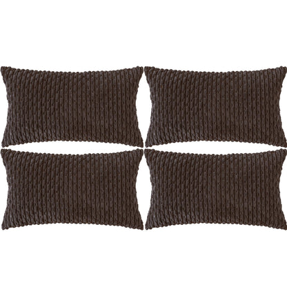 Set of 4 Neutral Decorative Throw Pillow Covers 18x18 Inch Corduroy Pillow Covers for Bed Couch Sofa Living Room Soft Square Cushion Cases