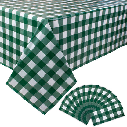 Kesfey 3 Packs Pink Gingham Tablecloth Pink and White Checkered Tablecloths 54 x 108 Inches Disposable Plastic Gingham Tablecovers Waterproof Rectangle Picnic Table Covers for Birthday Party Supplies