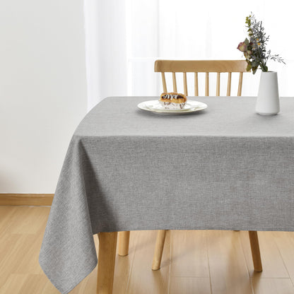 JIUZHEN Round Table Cloth Faux Linen Farmhouse Tablecloth Wrinkle and Stain Resistant Decorative Fabric Table Cover for Kitchen, Dining Room, Parties and Camping, Beige, 120 Inch Round