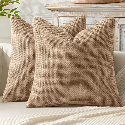 MIULEE Decorative Couch Throw Pillow Covers 18x18 Inch Neutral Beige 2 Pack