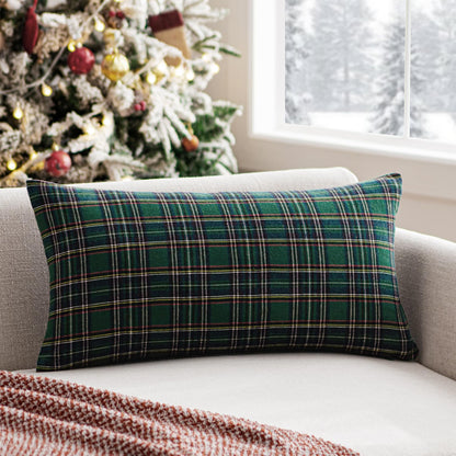 MIULEE Fall Plaid Pillow Covers Scottish Tartan 18x18 Terracotta Brown