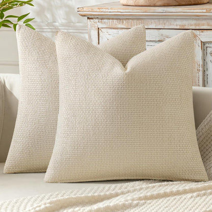 MIULEE Decorative Couch Throw Pillow Covers 18x18 Inch Neutral Beige 2 Pack