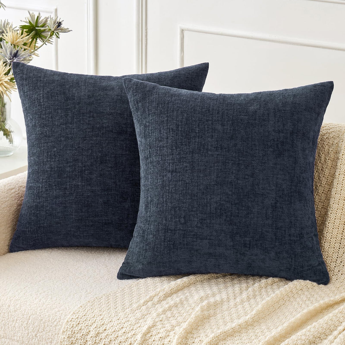 MIULEE Soft Chenille Fall Throw Pillow Covers Burnt Orange 18x18 Pack of 2