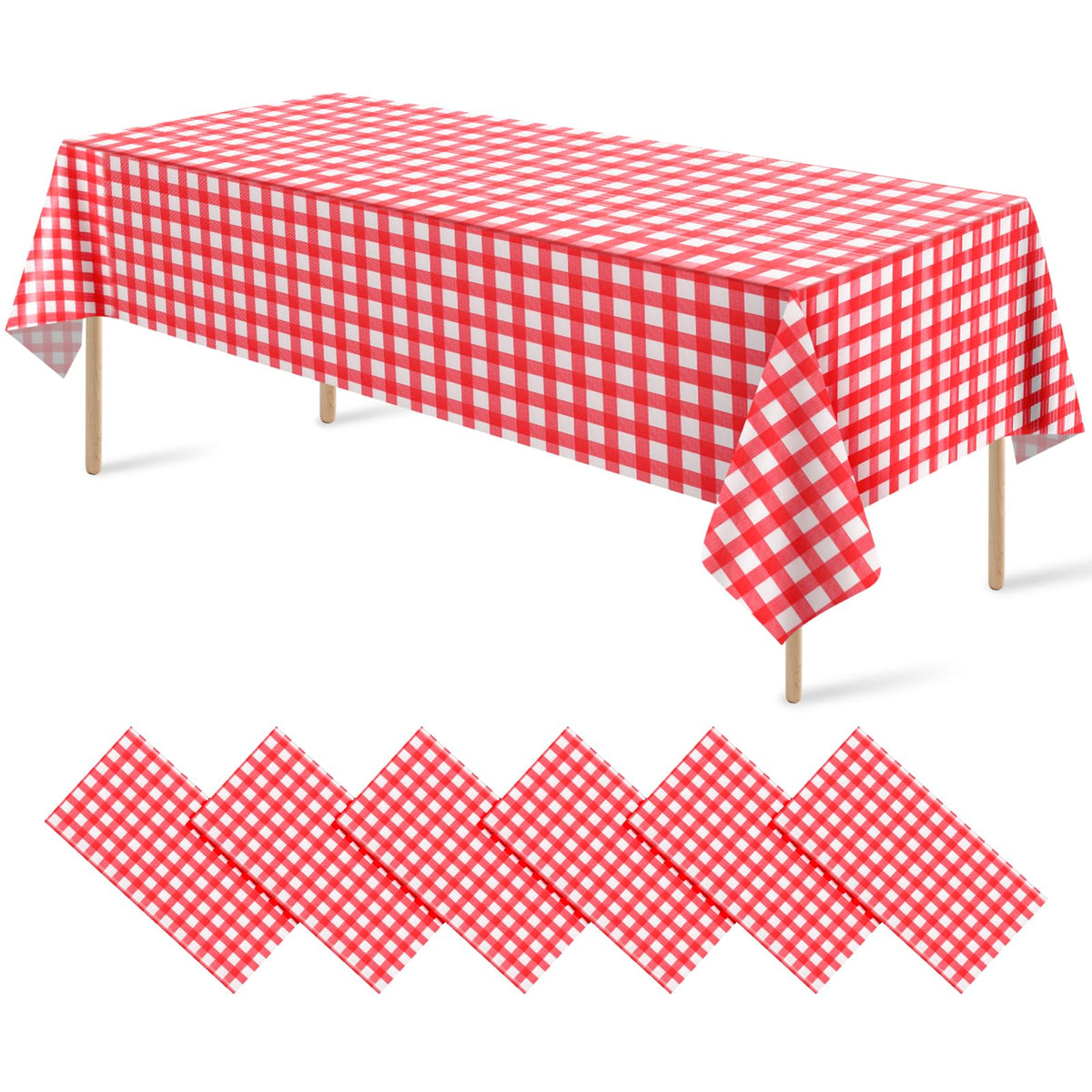 12 Pack Blue and White Plastic Checkered Tablecloth, Premium Decorative Disposable Blue Gingham Plaid Table Cloths for Parties, Rectangle Party Table Cover for Picnic Farm Birthday Wedding, 54x108Inch