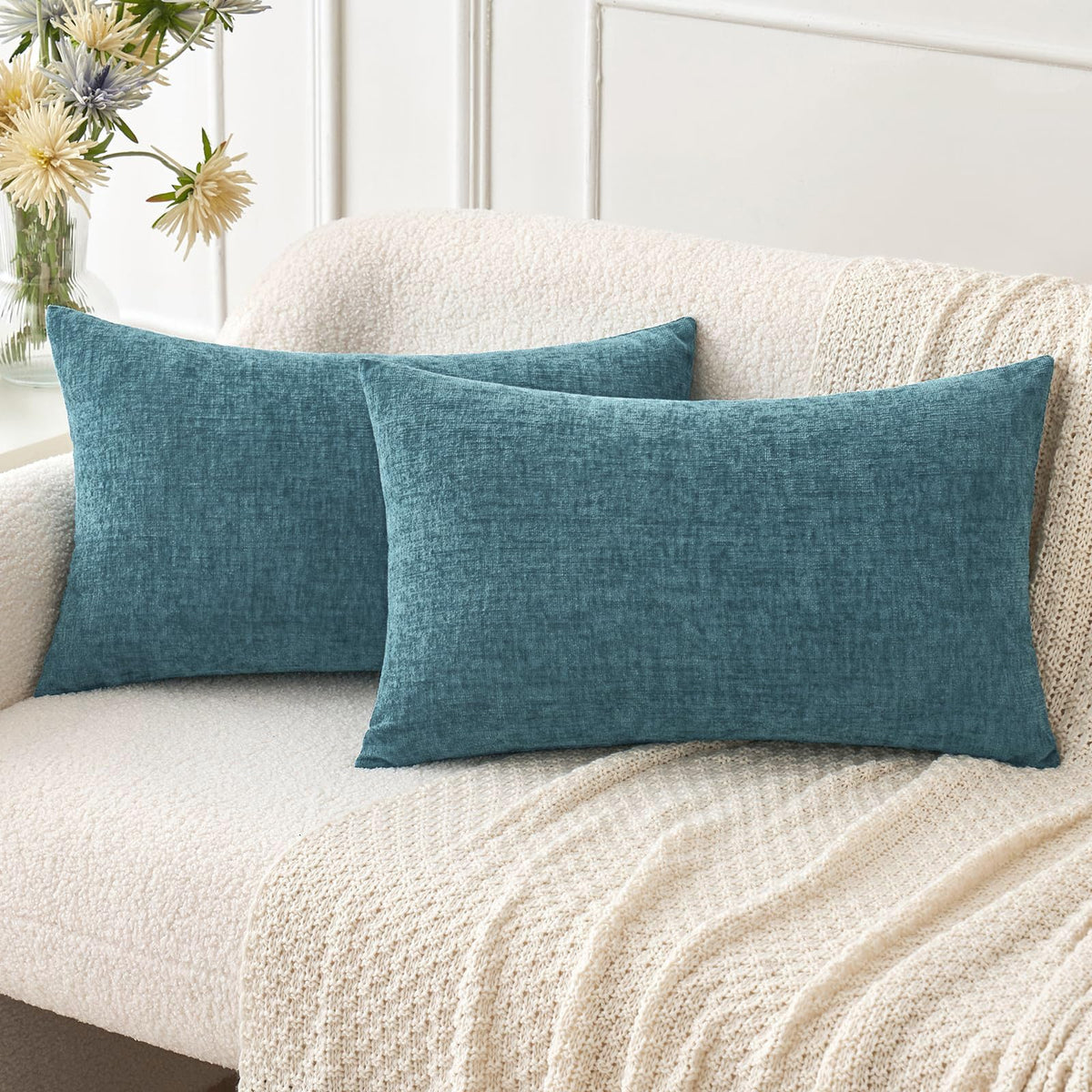 MIULEE Soft Chenille Fall Throw Pillow Covers Burnt Orange 18x18 Pack of 2