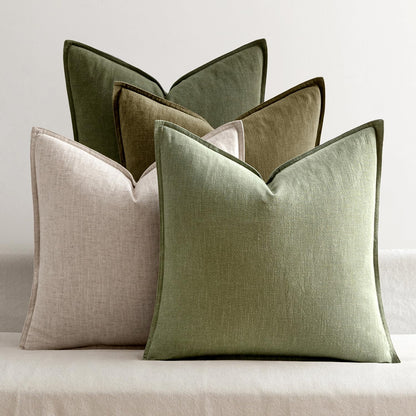 MIULEE Neutral Brown Boho Linen Pillow Covers 18x18 Inch Pack of 4
