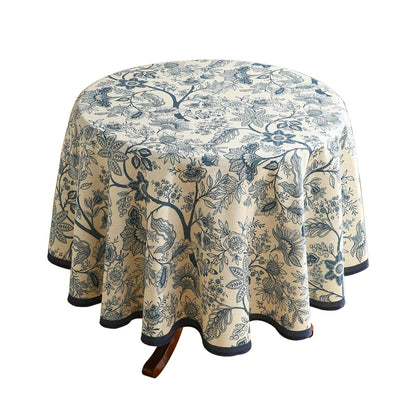 ISAENNE Designer French Linen Rectangular Tablecloth,118"x67"-Cornucopia