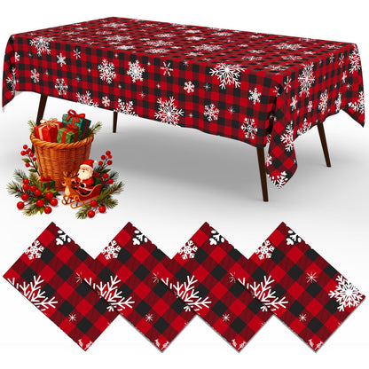 misaya 4 Packs Buffalo Disposable Table Cloth, 54 x 108 Inch Waterproof Plastic Tablecloth, Rectangle Red and White Checkered Table Covers for Picnic, Birthday, Party, Back to School