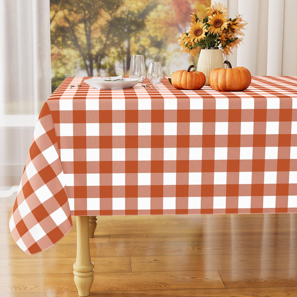 misaya Rectangular Waterproof Vinyl Table Cloth, Flannel Backed Tablecloth
