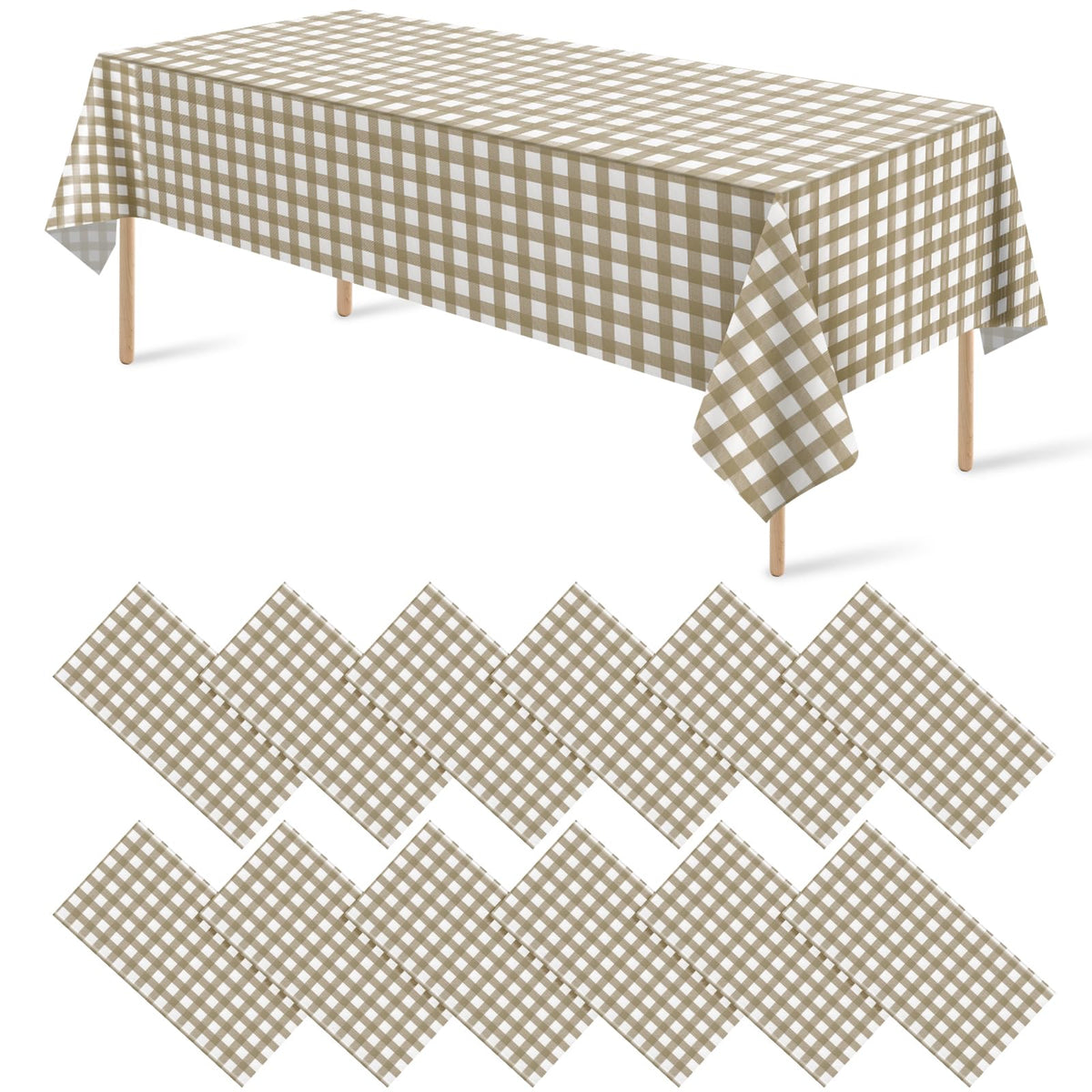12 Pack Blue and White Plastic Checkered Tablecloth, Premium Decorative Disposable Blue Gingham Plaid Table Cloths for Parties, Rectangle Party Table Cover for Picnic Farm Birthday Wedding, 54x108Inch