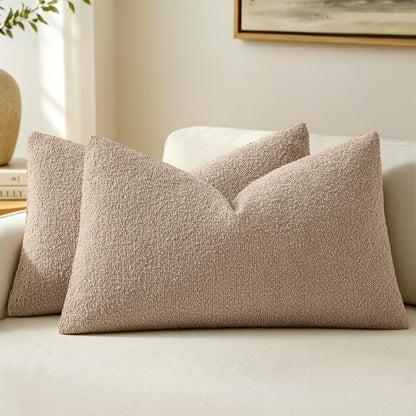 MIULEE 20x20 Decorative Boucle Couch Pillow Covers Brown