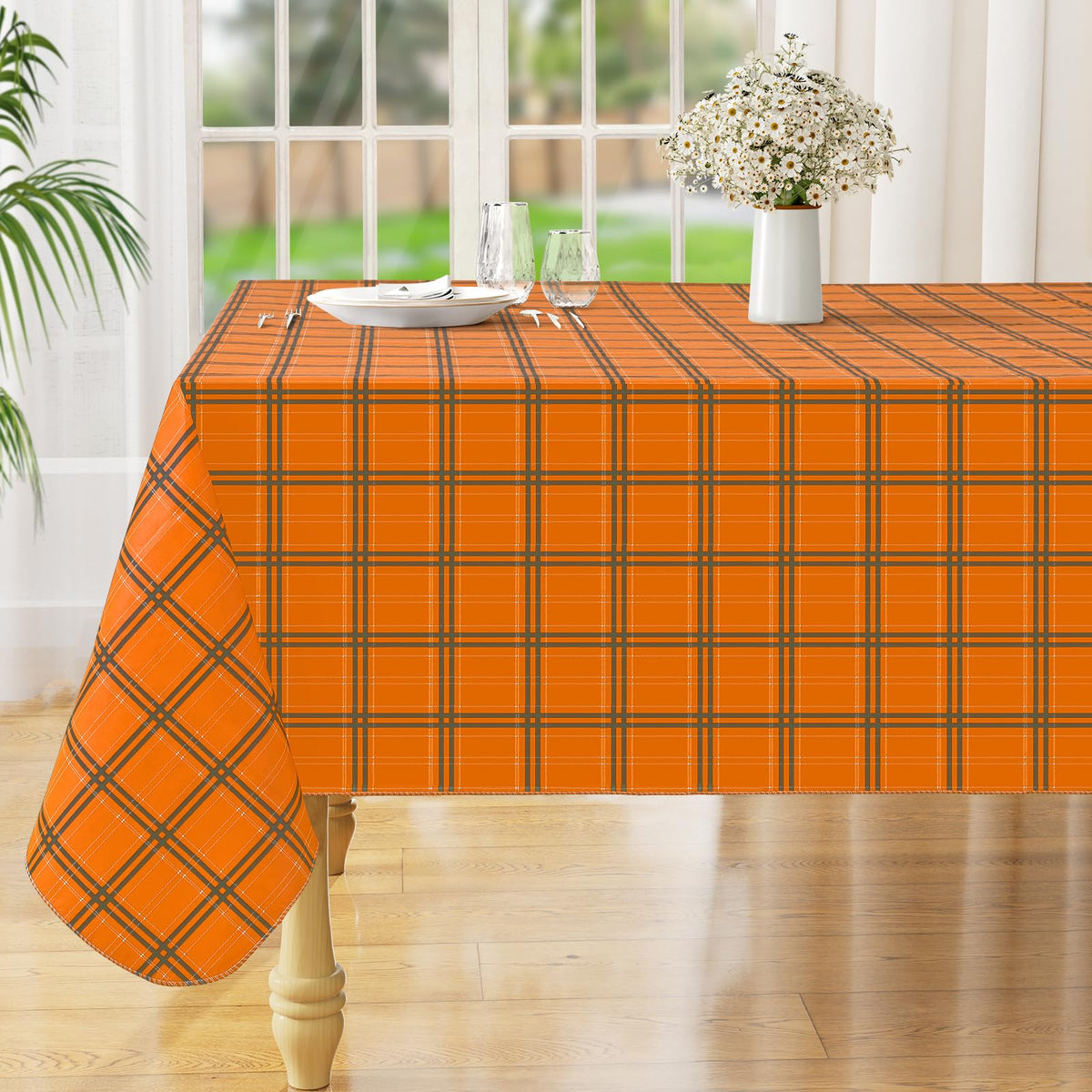 misaya Rectangular Waterproof Vinyl Table Cloth, Flannel Backed Tablecloth