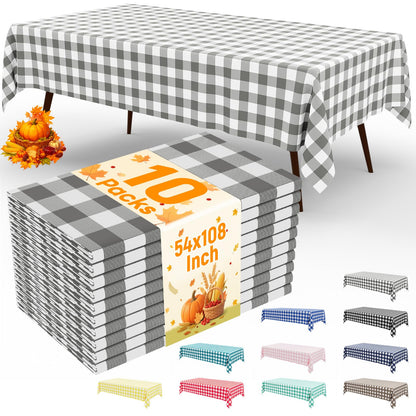 misaya 4 Packs Buffalo Disposable Table Cloth, 54 x 108 Inch Waterproof Plastic Tablecloth, Rectangle Red and White Checkered Table Covers for Picnic, Birthday, Party, Back to School