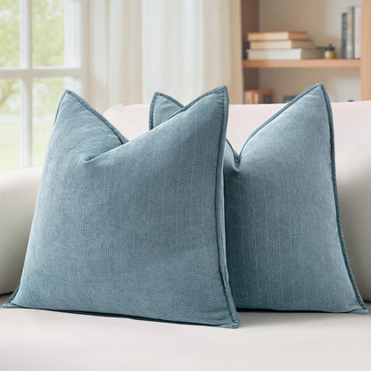MIULEE Pack of 2 Sage Green Decorative Chenille Pillow Covers 20x20 Inch