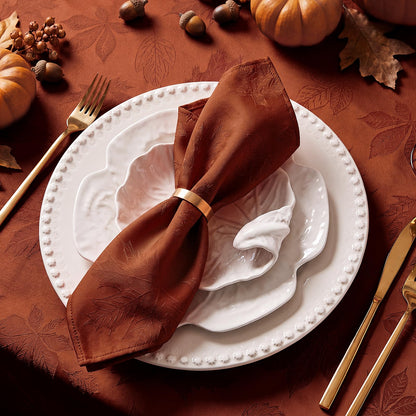 Softalker Fall Jacquard Rectangle Tablecloth, 60 x 84 Inch Burnt Orange
