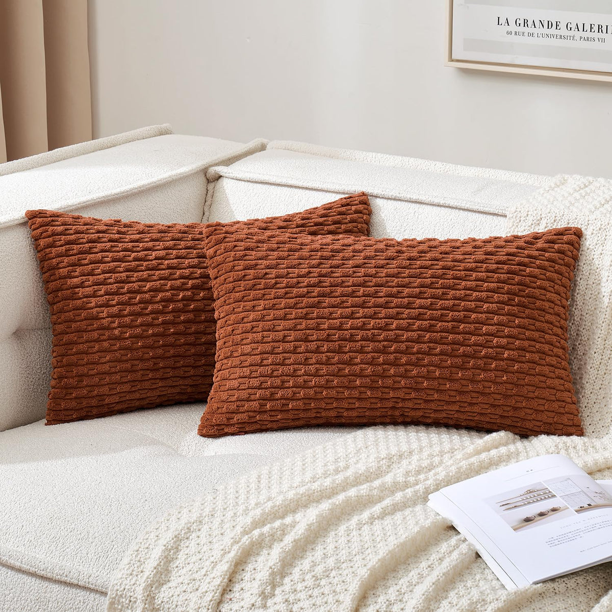 MIULEE Decorative Throw Pillow Covers 18x18 Sage Green Textured Corduroy