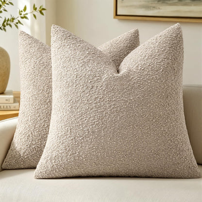 MIULEE 20x20 Decorative Boucle Couch Pillow Covers Brown