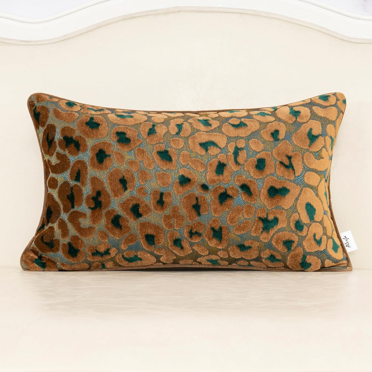 Alerfa Green Brown Floral Throw Pillow Cover 20 x 20 Inch Cut Velvet Sqaure Luxury Decorative Pillow Cover for Couch Living Room Bedroom