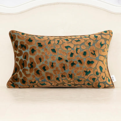 Alerfa Green Brown Floral Throw Pillow Cover 20 x 20 Inch Cut Velvet Sqaure Luxury Decorative Pillow Cover for Couch Living Room Bedroom