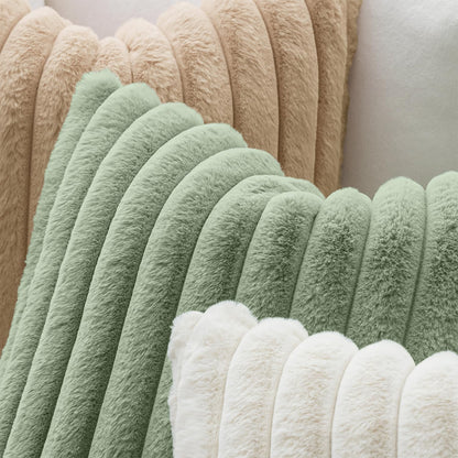 MIULEE Faux Fur Decorative Throw Pillow Covers 18x18 Set of 2 Sage Green