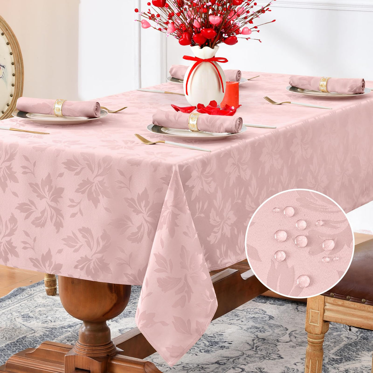 Romanstile Fall Jacquard Rectangle Tablecloth, Thanksgiving Dining Decor
