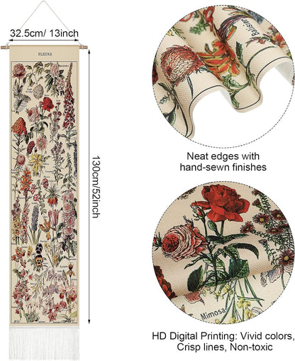 Tegeme Vintage Tapestry 52'' x 13'' Long Vertical Wall Hanging (Flower)
